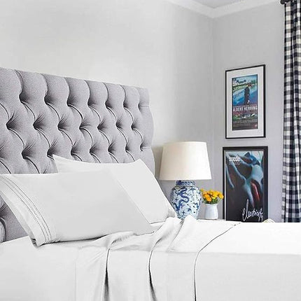 Elegant Comfort 1500 Premier Luxury Hotel Quality Super Soft Wrinkle Free and Fade Resistant 4-Piece Bed Sheet Set, Full, White