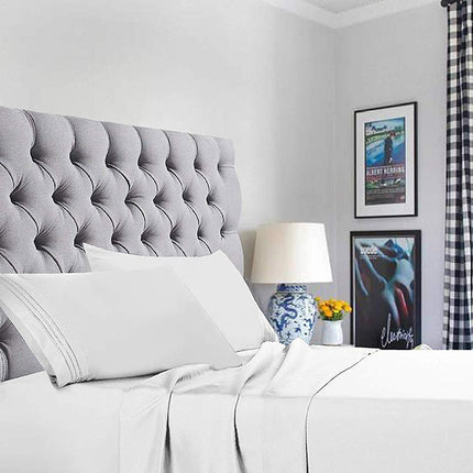 Elegant Comfort 1500 Premier Luxury Hotel Quality Super Soft Wrinkle Free and Fade Resistant 4-Piece Bed Sheet Set, Full, White