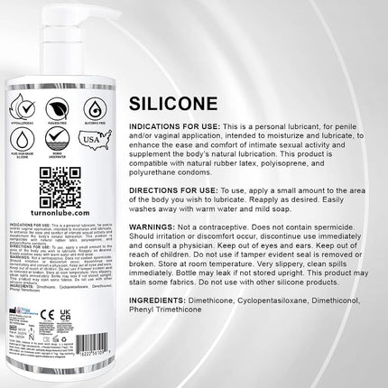 Turn On Silicone Based Sex Lube 32 Ounce. Premium Personal Lubricant for Men Women & Couples. More Long Lasting Than Water Based. Condom Safe Hypoallergenic Glycerin Paraben Free PH Balanced Intimacy