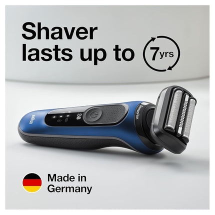 Braun Series 6 6040cs Electric Shaver with Charging Stand, Precision Trimmer, Wet & Dry, Rechargeable, Cordless Foil Shaver, Blue