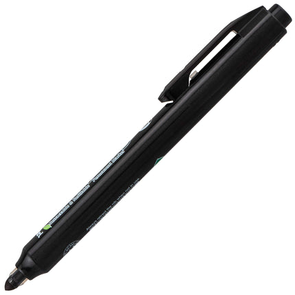 Permanent Retractable Marker Slim Type, 4.5mm Bullet Point, Black Ink, Box of 12