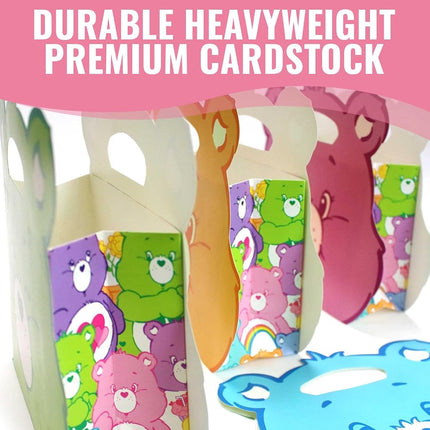Care Bears™ Party Cardstock Favor Boxes - 11" x 9" (8 Count) - Easy-to-Assemble Goodie Bags for Birthday Treats. Playdates & Treat Tables