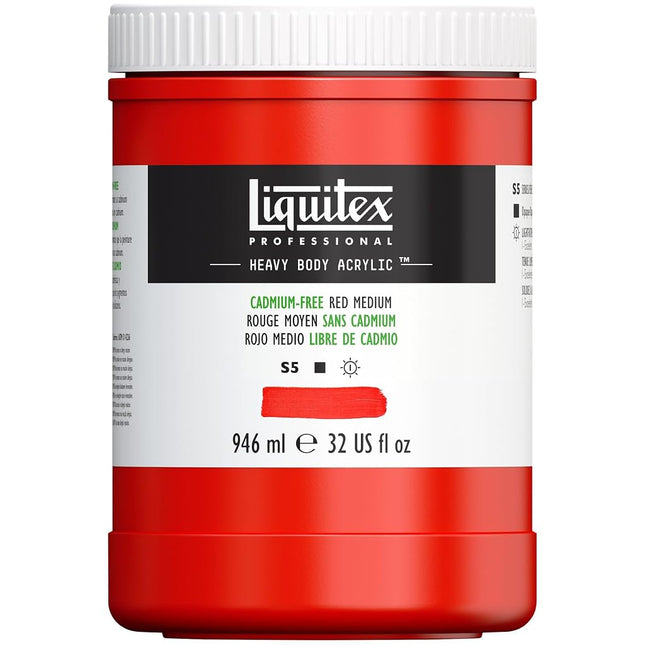 Liquitex Professional Heavy Body Acrylic Paint, 32-oz (946ml) Pot, Cadmium Free Red Medium