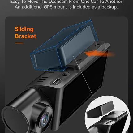 WOLFBOX i07 Dash Cam, 3 Channel Dash Cam Built in WiFi GPS, 4K+1080P Dash Camera Front and Inside, 2K 1440P+1080P+1080P, 3" LCD Super IR Night Vision, 24 Hours Parking Monitor(Card Not Included)