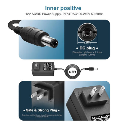 12V AC/DC Charger Power Supply Compatible for Seagate Hard Drive, Freeagent Goflex, WD Western Digital My Book External Hard Drive Adapter Power Cord