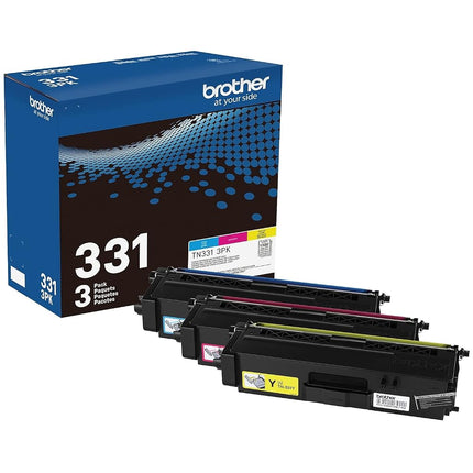 BROTHER Genuine Standard-Yield Color Toner Cartridge Three Pack TN331 3PK -Includes one Cartridge Each of Cyan, Magenta & Yellow Toner