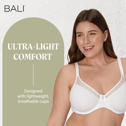 Bali womens3439One Smooth U Ultra Light Illusion Neckline Underwire Bra Bra - White - 40DD