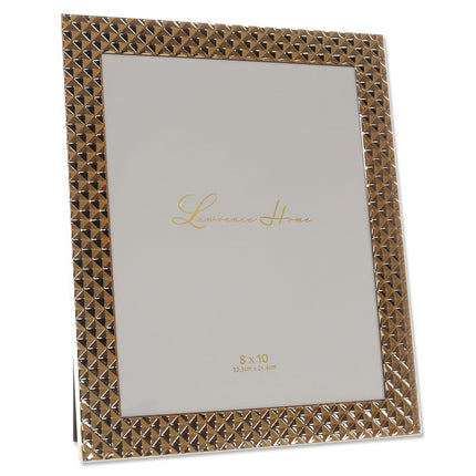 Lawrence Frames Diamond Pattern Polished Metal Picture Frame, 8x10, Gold