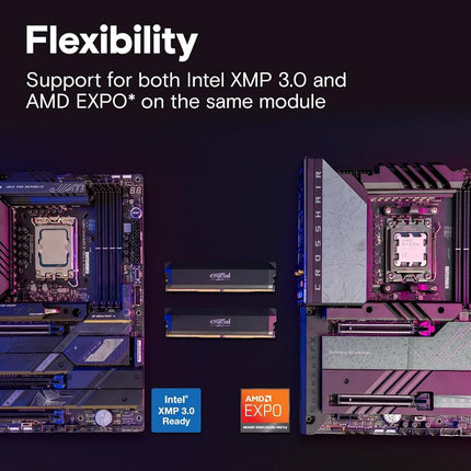 Crucial Pro DDR5 RAM 32GB Kit (2x16GB) 6000MHz CL36, Overclocking Gaming, Intel XMP 3.0 / AMD EXPO, Computer Memory (PC), Black - CP2K16G60C36U5B