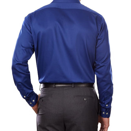 Van Heusen Men's Dress Shirts Regular Fit Lux Sateen Stretch Solid, Blue Velvet, 16" Neck 32"-33" Sleeve