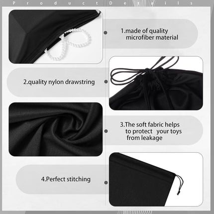 Weewooday 12 Pcs Adult Toy Bags Drawstring Microfiber Pouch Adult Game Toy Gift Bags Cosmetic Storage Organizer Multipurpose Foldable Ditty Pouch for Women Men(Black,15.75 x 11.81 Inch)