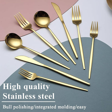 Evanda Gold Cutlery Set 64-Piece Service for 16 People, Titanium Gold-Plated Stainless Steel Cutlery Set, Knife Forks Spoons Cutlery Set for Wedding, Parties, Birthday, WCAU, Dishwasher Safe