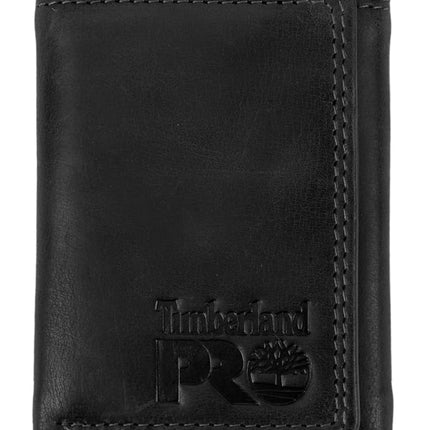 Timberland PRO mens Leather Rfid Trifold With Id Window Wallet, Black/Brandy, One Size UK