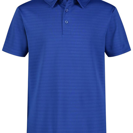 Nautica Boys' Active Short Sleeve Performance Embossed Striped Polo, Royal, 10-12