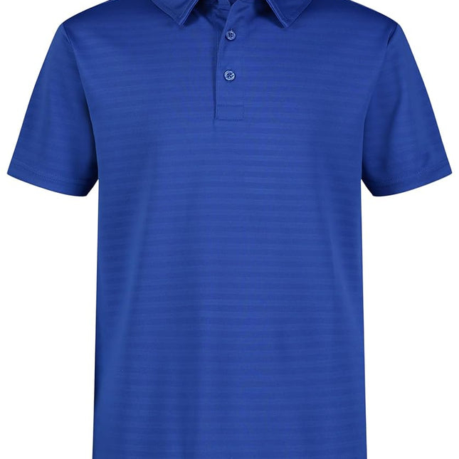 Nautica Boys' Active Short Sleeve Performance Embossed Striped Polo, Royal, 10-12