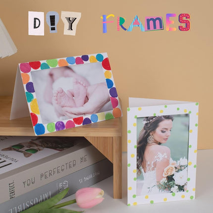 Litpoetic 200 Count Photo Frame Cards with Envelopes 4x6 Paper Picture Frame Notecards Photo Card Holder for Back to School Teacher Appreciation Halloween Wedding Birthday Classroom DIY - White