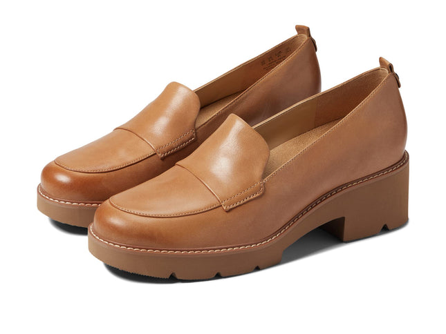 Naturalizer Womens Darry Slip On Lightweight Lug Sole Heeled Loafer, Toffee Brown Leather, 8.5 Narrow