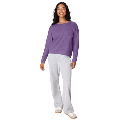 Hanes Women's Crewneck Sweatshirt, EcoSmart Fleece Women's Pullover Sweatshirt, Sweatshirt for Women, Violet Splendor Heather, S