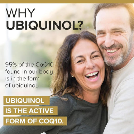 Qunol Ubiquinol CoQ10 Cápsulas blandas de 100 mg, Ubiquinol - Forma activa de Coenzima Q10, Antioxidante para la salud cardíaca, Niveles saludables de presión arterial, Beneficioso para usuarios de estatinas, 60 unidades