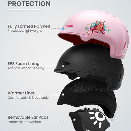 OutdoorMaster Kids Ski Helmet and Goggles Set, Snowboard Helmet, Durable PC Shell & EPS Foam, Snow Helmet 12 Cooling Vents, Dial Fit Skiing Helmet, Safety-Certified Snow Sport Helmets for Boys & Girls