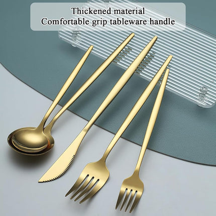 Evanda Gold Cutlery Set 60 Pieces Service for 12, Titanium Gold-Plated Stainless Steel Cutlery Set, Knife Forks Spoons Cutlery Set for Wedding, Parties, Birthday, Restoration Room, Dishwasher Safe