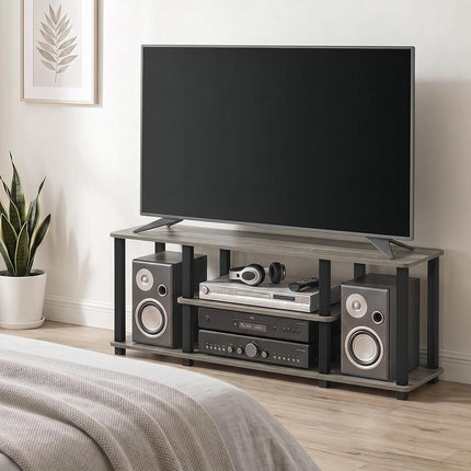 Furinno TURN-S-TUBE 3-Tier No Tools TV Stand for TV up to 50 In, French Oak