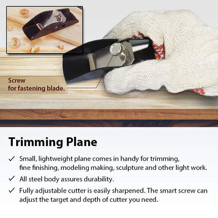 FIRSTINFO H5406 Mini Hand Planer Set with Aluminum Miter Box and Lightweight Hacksaw for Woodworking/Trimming/Wood Planning
