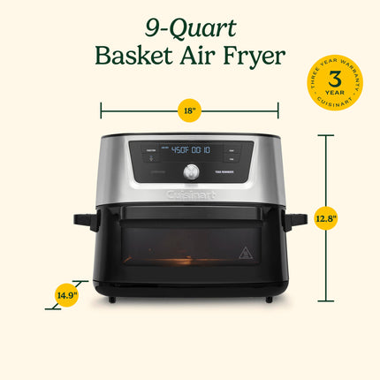 Cuisinart Air Fryer Oven � 9-Qt Basket Stainless Steel Air Fryer � Dishwasher-Safe Parts with 6 Presets � Roast, Bake, Broil, Air Fry, Dehydrate, and Keep Warm � Quick & Easy Meals � AIRX-221