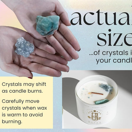 Pisces, Cancer, Scorpio Gifts for Women - 340g Wood Wick Candles that Crackle with Crystals and Healing Stones. Healing Crystal Candles for Women Home Scented. Soy Wax, for Zodiac Birthdate