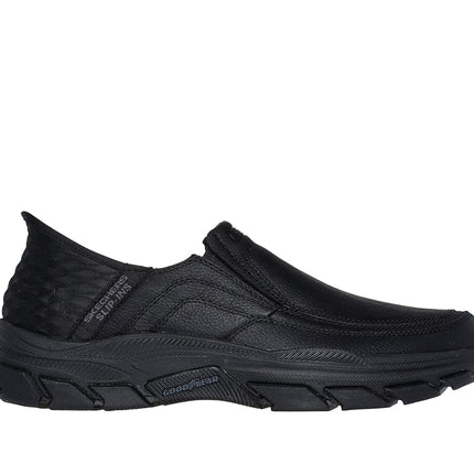 Skechers Men's USA Respected - Elgin Moc Toe Leather Slip-Ins, Bbk ( Black/Black ), 7 X-Wide
