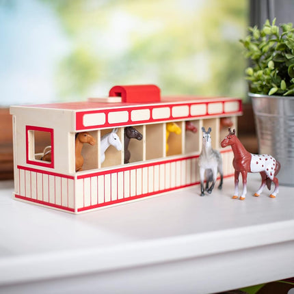Melissa & Doug Écurie Cheval de spectacle | Coffret de jeu en bois, jouets animaux pour filles et garçons | Âge 3-5+