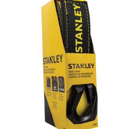 STANLEY S1051 Black/Yellow 2" x 20' Tow Strap with Heavy Duty Tri-Hook (9,000 lbs Break Strength)
