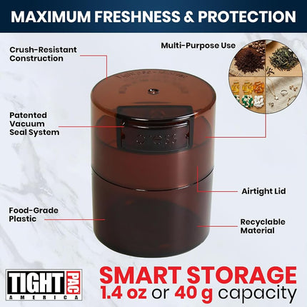 Tightpac America Minivac 1-Ounce Vacuum Sealed Dry Goods Storage Container, Mocha Tinted