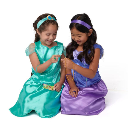 Disney Princess Adventure Princess Dress Up Trunk, 21-Piece Deluxe Dress Up Trunk Includes Tiana, Jasmine, Rapunzel and Ariel Outfits, Accessories, Storage Trunk and Stickers Included!