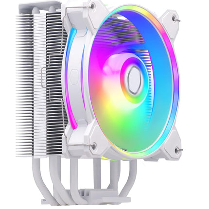 Cooler Master Hyper 212 Halo CPU Air Cooler - Pure White Aluminium Finish, 4 Continuous Direct Contact Heat Pipes with Fins, MF120 Halo2 ARGB Fan, ARGB Auto Detect, LGA1700 & AM5 Brackets - White
