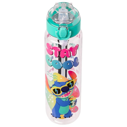 Gourde en plastique Silver Buffalo Disney Lilo et Stitch « Stay Cool » avec couvercle verrouillable et sangle, avec Stitch, 975 ml