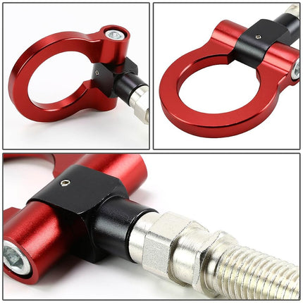 DNA THK-JDM-RD Red Aluminum Front/Rear Japanese Car Trailer Tow Hook Ring Kit - M18 x 2.5