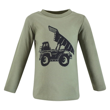 T-shirts à manches longues pour bébés Hudson Baby, motif dinosaure de chantier, 18-24 mois
