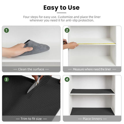 BAGAIL Non-Adhesive Shelf Liner, Thick Strong Grip Drawer Liners for Kitchen Cabinets, Heavy-Duty Easy Cut Cabinet Liners for Shelves, Pantry, Bathroom Cupboards - 45 * 600cm, Black