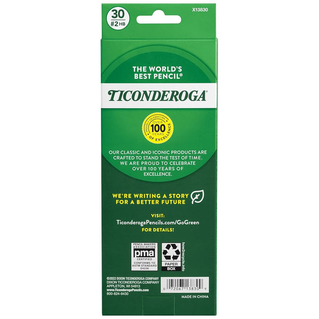 Ticonderoga Wood-Cased Pencils, Pre-Sharpened, 2 HB Soft, Yellow, 30 Count, 6 Packs/180 Count Total