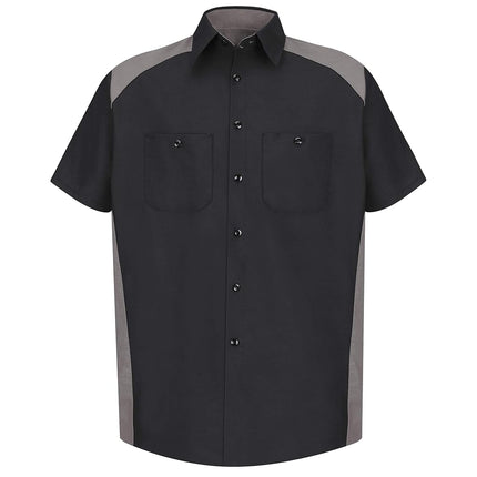 Red Kap Men's Motorsports Shirt, Silver/Black, Sho