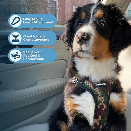 Voyager Adjustable Dog Harness with Reflective Stripes by Best Pet Supplies, Heavy-Duty Full Body No Pull Vest with Leash D-Ring, Breathable, Army, size XS