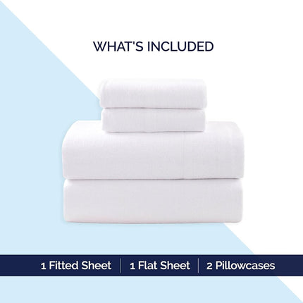 Elegant Comfort Soft 4-Piece 100% Turkish Cotton Flannel Sheet Set - Premium Quality, Deep Pocket Fitted Sheet, Ultra Soft, Cozy Warm and Anti-Pill Flannel Sheets - Cali King, White