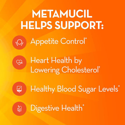 Metamucil Smooth Texture Orange Flavor Powder - 72 Doses