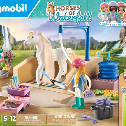 Playmobil 71354 Horses of Waterfall Washing Station with Isabella and Lioness, extensive rides and joint selfies, fun imaginative role-play, sustainable play sets suitable for children ages 5+