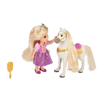 Disney Princess Rapunzel Doll and Maximus Petite Gift Set, 6” / 15cm Tall Rapunzel in Iconic Purple Dress, Hair Brush Included for Added Play, Ideal For Ages 3+