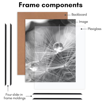 Americanflat 16x20 Picture Frame with Polished Front Cover - Set of 3 - Slide-In Photo Frame with Buildable Molding - Fusion Collection - Picture Frames for Wall Display - Black