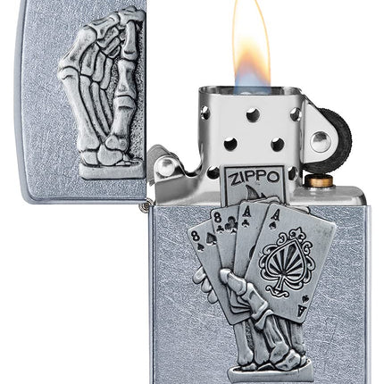Zippo Dead Mans Hand Emblem Design Pocket Lighter