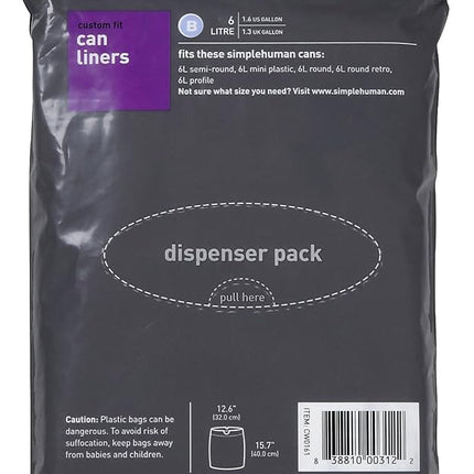 simplehuman Custom Fit Trash Can Liner B, White - White - 30 ct - 2 pk
