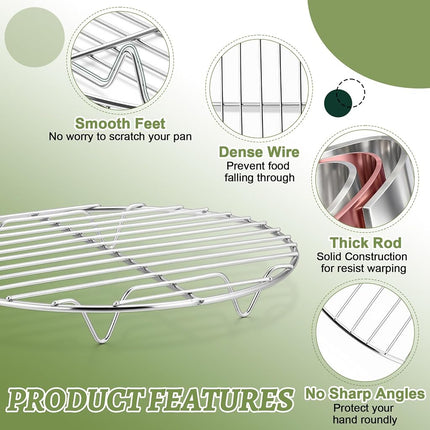 P&P CHEF Round Cooking Rack, Cooling Rack for Steamer, 10.5”, Silver